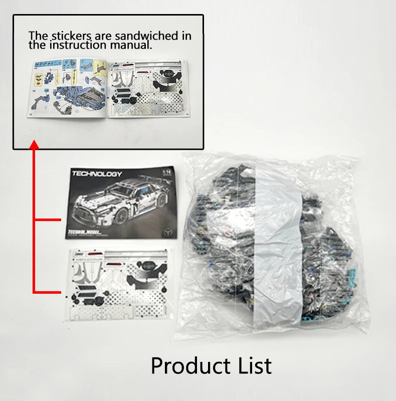 1310 PCS Racing Car Building Blocks Set, 1:14 Scale Sports Vehicle Model Kit for Adults, Toys for Boys Birthday Gifts