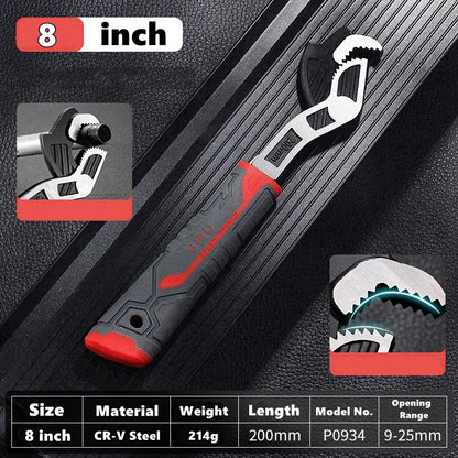 6/8/10/12 Inch Universal Multifunctional Self-Locking Wrench Fast Adjustable Wrench CR-V Bathroom Wrench Plumber Multi Hand Tool