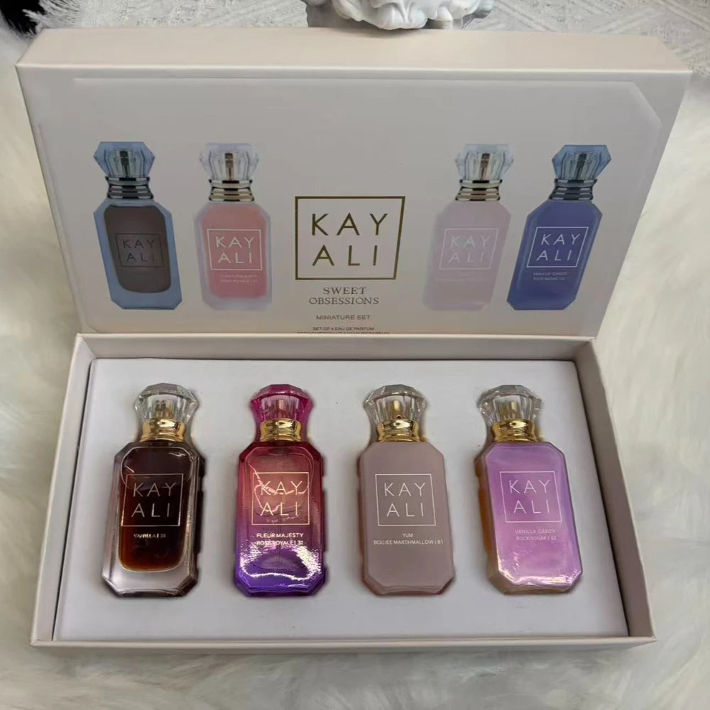 40ml Perfume Mini Set 4x10ml Sweet Vanilla Candy Marshmallow Rose Eau De Parfum Gift Set Long Lasting Fragrance for Women