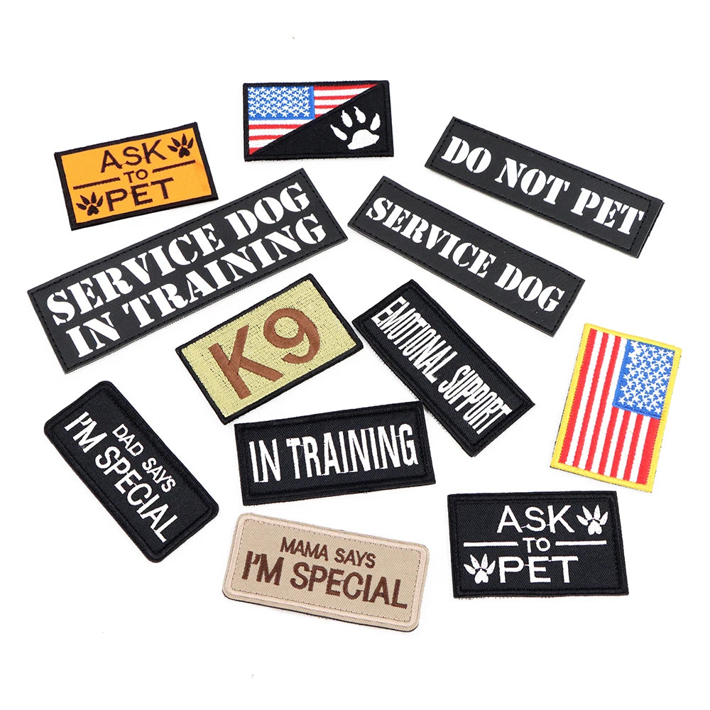 1 Piece Dog Patch for Service Dog Vest Cat Vest Removable Tactical Harness Service Dog Puppy Training Embroidered Patch