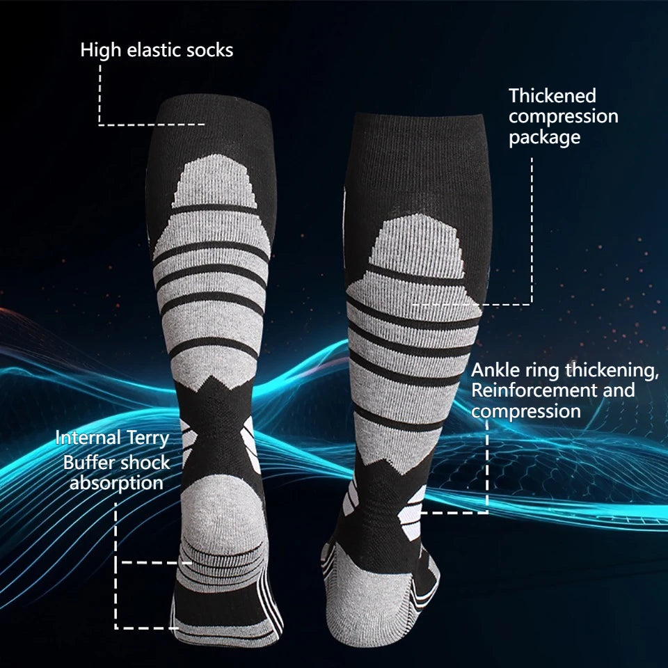 GTUBIKE New Winter Warm Ski Socks Anti-slip Thickened Compression Snowboard Socks Thermal Moisture-wicking Knee High Socks