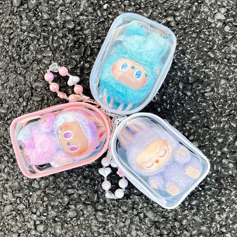 Labubu/SP Protect Case Labubu Sitting Party 15/17cm Cotton Doll Shoulder Pain Bag PVC Storage Bag Labubu Walk Bag Dustproof