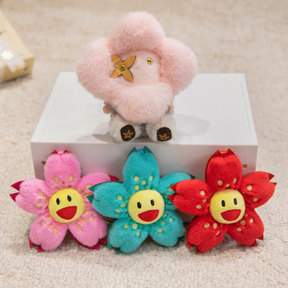 Cute Sunflower Plush Keychain Toy Stuffed Flower Soft Doll Small Pendant Keychain Fashionable Backpack Pendant Christmas Gift