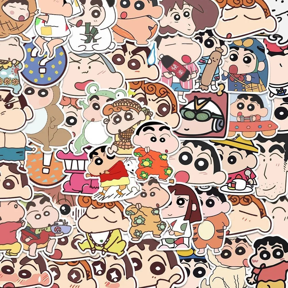100PCS Cartoon Anime Crayon Shin Chan Stickers Kawaii Decals Kids Toys for Car Laptop Phone Stationery Decor Waterproof Sticker
