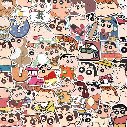 100PCS Cartoon Anime Crayon Shin Chan Stickers Kawaii Decals Kids Toys for Car Laptop Phone Stationery Decor Waterproof Sticker