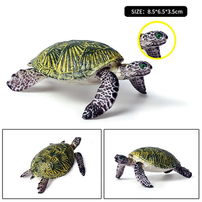 Oenux Ocean Animals  Leatherback Tortoise Turtle Growth Cycle Sea Life Model Figurines Action Figures PVC Education Kid Toy Gift