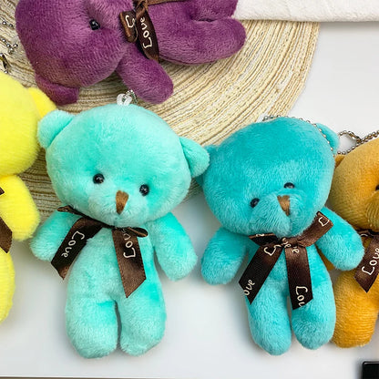 30pcs New 21Color Mini Bear Plush Doll Keychain 12cm Cute Colorful Bear Animal Stuffed Toys For Girl Bag Pendant Children Gifts