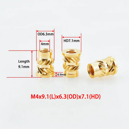 Brass Heat Insert Nut M2 M3 M4 M5 M6 M8 Hot Melt Flange Thread Knurled T-type Copper 3D Printing Injection Embedment Molding Nut