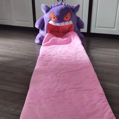 Pokemon Gengar Cartoon Anime Kawaii Elf Sleep Pillow Dual Purpose Nap Blanket Toys Doll Super Soft Big Mouth Gifts