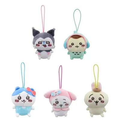 Chiikawa Self-deprecating Bear Collaboration Sanrioin Plush Doll Helo Kiity1 Melodyi Kuromev Sachiji Plush Toy Keychain Decorate