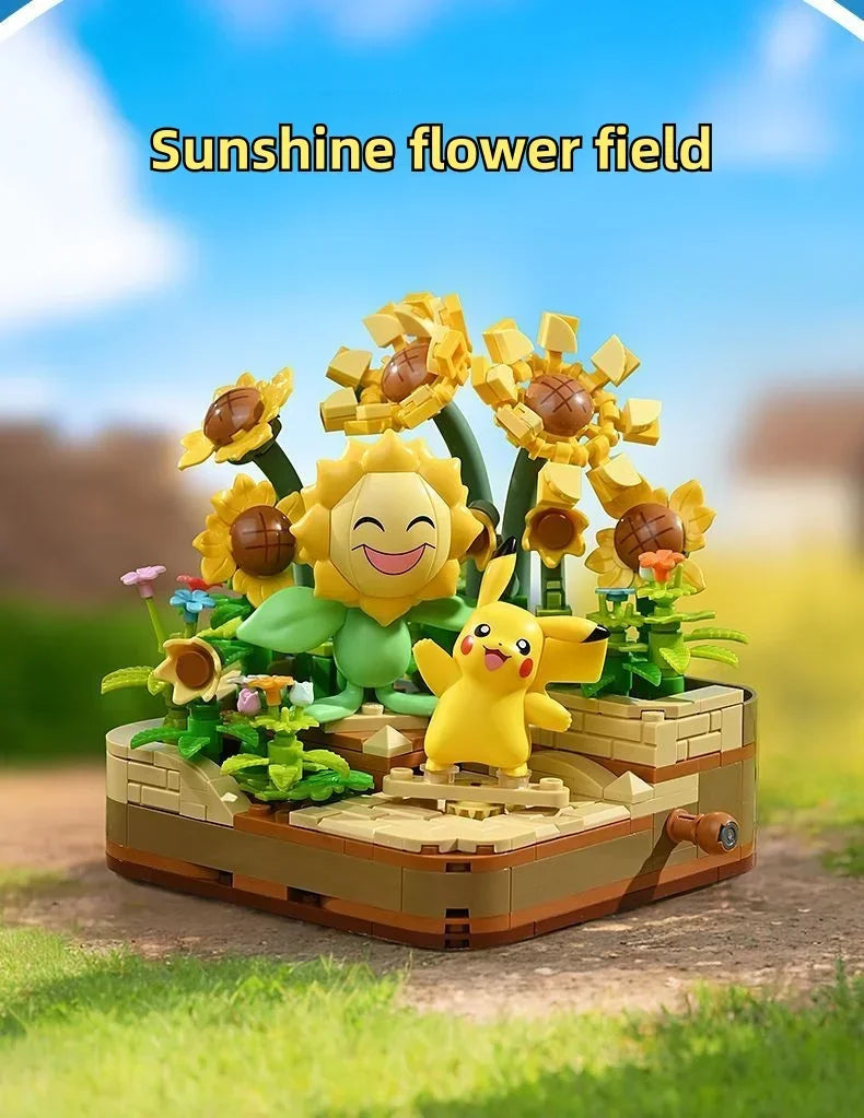 Pokémon Series Building Blocks Pikachu Psyduck Pogaman Cartoon Scene Model Bricks Collection Ornaments DIY Toys Holiday Gifts