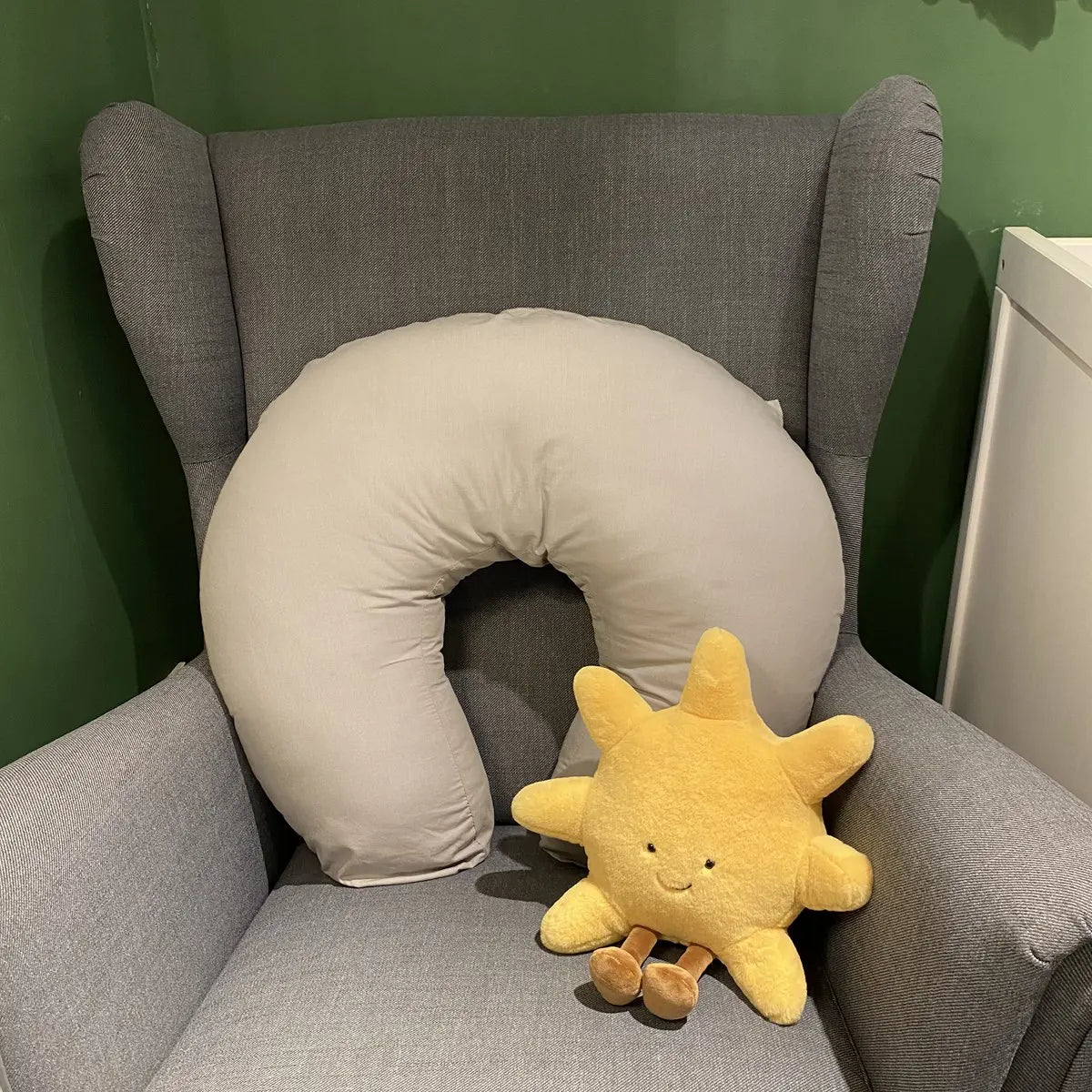 Deer INS Moon And Sun Plush Doll Stuffed Cartoon Cuddly Kawaii Sky Pillow with Legs Sitting Decor Pillow For Bedroom Sofa Chair