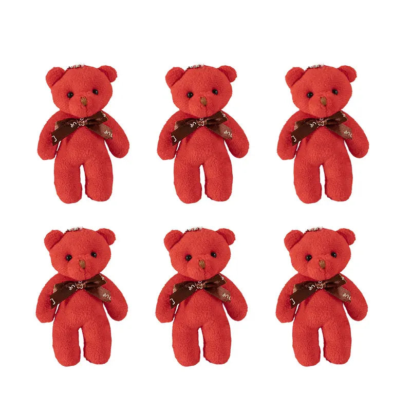 6/12pcs Mini Bear Plush Keychain Colorful Bear Stuffed Toy School Bag Pendant Teddy Doll Graduation Party Supplies Wedding Gift
