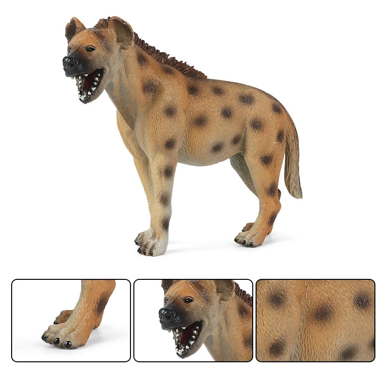 Oenux Classic Wild African Animals Simulation Tiger Hyaenidae Action Figure Figurines PVC Model Education School Kid Toys