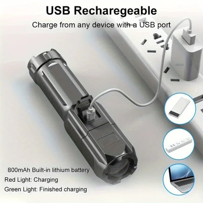 Powerful LED Flashlight Rechargeable USB Waterproof Zoom Fishing Hunting Camping 100,00 Lumen Tactical Flashlight LED Torch