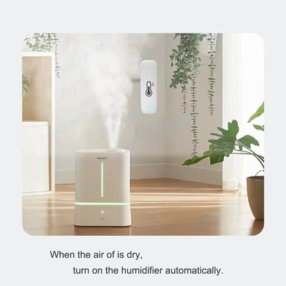 Zigbee Smart Temperature Humidity Sensor Indoor Hygrometer Controller Monitoring Work with Smart Speaker Alexa Google Home