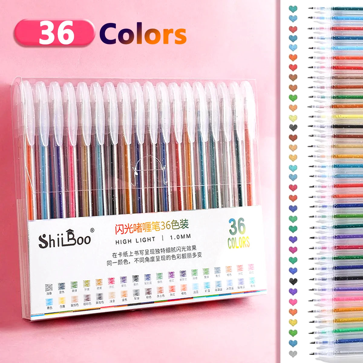 60 Colors Glitter Gel Pen 1.0mm Metal Glitter Color Ballpoint Pen Paper Cardstock Diary Drawing Marking Coloring DIY Art
