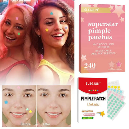 200pcs Colorful Star Pimple Patches Multi-functional Acne Patches Ultra-Thin Face Concealer Cover Facial Decor Gentle Skincare