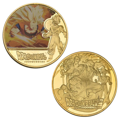 Dragon Ball Gold Plated Gold Coin Son Goku Vegeta Commemorative Coins Children Classic Anime Peripherals Collection Toy Souvenir