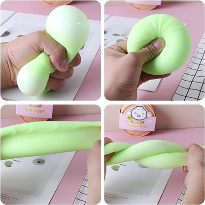 Colorful Dumpling Stress Balls Fidget Sensory Toy Squeeze Dough Ball Stress Relief Hand Toy Bun with Food Steamer Stretchy Desk