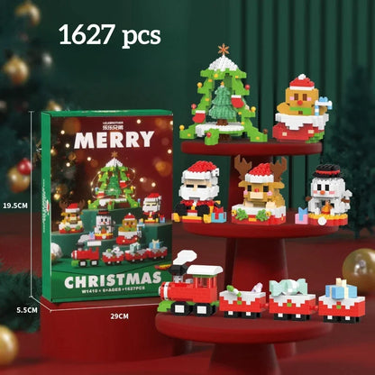 Knew Built Christmas Micro Mini Building Blocks Toys - Santa Claus, Christmas Tree, Reindeer, Snowman Elements - Perfect Gifts
