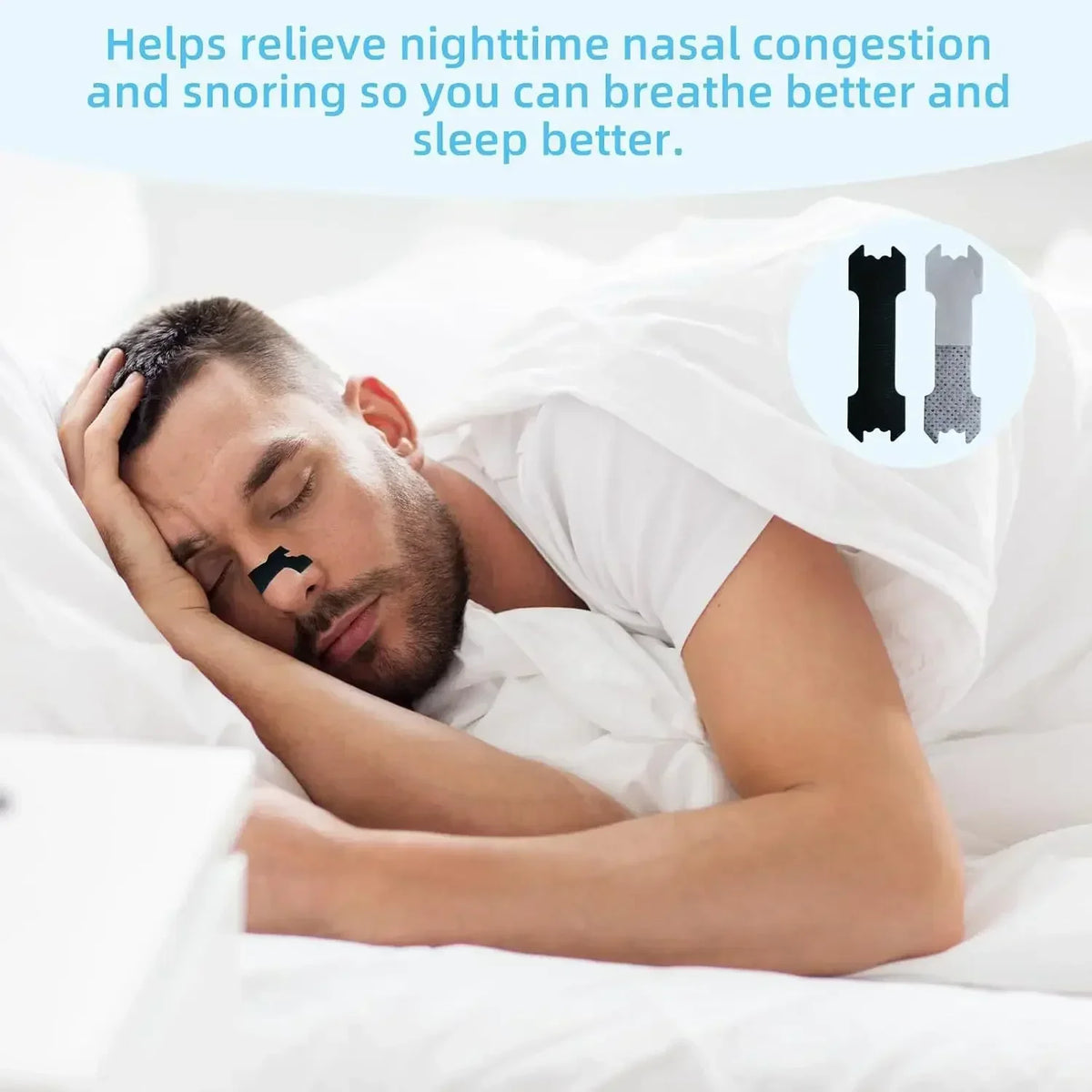 30PCS Enhanced Adhesion Sports Nasal Strips Breathable Comfortable Design Sleep Aid Non-Invasive Anti Snoring Nose Patch
