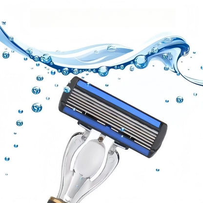 Men Women Safety Manual Shaver with 6-Layer Stainless Steel Blades for Hair Removal, Featuring Replaceable Razor Heads