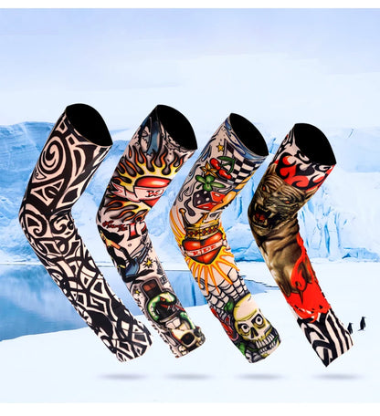 8 PCS Tattoo Sleeves Unisex Summer Cycling Sun Protection Arm Covers Beach Driving Fishing Breathable Nightclub Elastic Sleeves