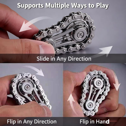 Metal Flywheel Gear Chain Gyro Fingertip Gyro Sprockets Fidgets Toy Anti-stress Fidgeting Spinners Finger Exercise Toys Xmas
