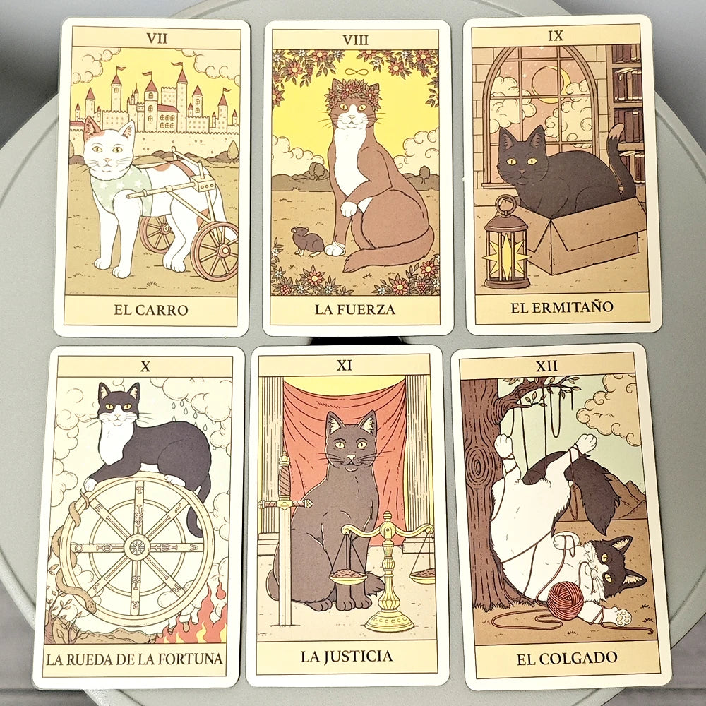 Cats Rule The Earth Tarot 10.3*6cm for The Feline-Obsessed Spanish Edition 78-Card Deck