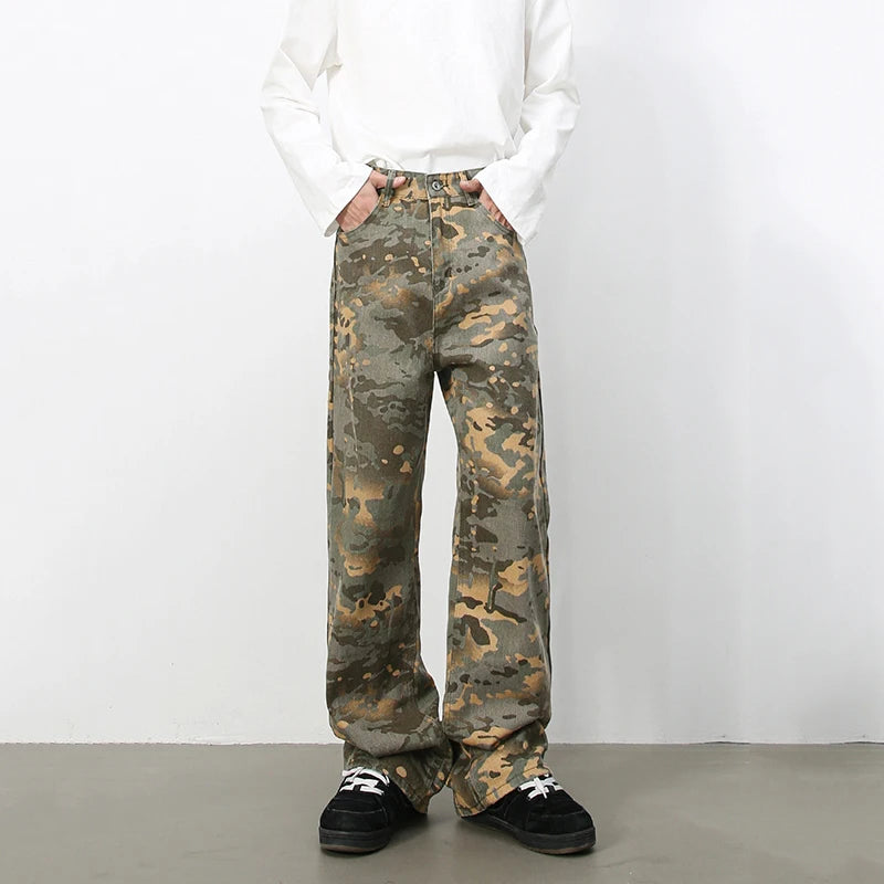 Men's Printed Loose Straight-Leg Jeans