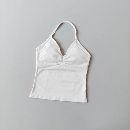 NO LOGO Women's Longline Strappy Backless Gym Top Scrunch Workout Open Back Bra Tank Top for Running Yoga Shirt