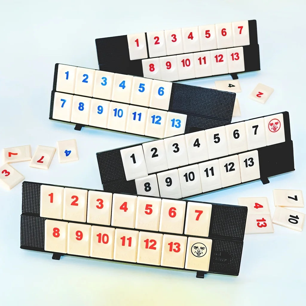 Rummy Cube Game with 4 Racks,Rummy Cube Game Set with Portable Case,amily Classic Board Games Learning Puzzle Games for Teenager