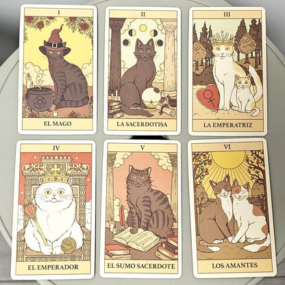 Cats Rule The Earth Tarot 10.3*6cm for The Feline-Obsessed Spanish Edition 78-Card Deck