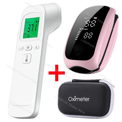 Medcial Forehead Thermometer Fingertip Pulse Oximeter Monitor Blood Oxygen Saturation Meter Pulse Oximeter USB Rechargeale