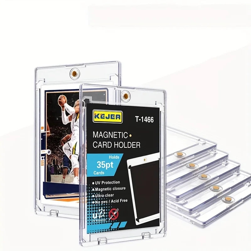 10 Pieces of 35Pt Clear Magnetic Card Storage Boxes, Hard Plastic Storage Boxes, Uv-Resistant Acrylic Magnetic Card Holders, with Magnetic Top Closure, Ideal for Baseball Cards, Perfect for Collectors and Players, Baseball Di