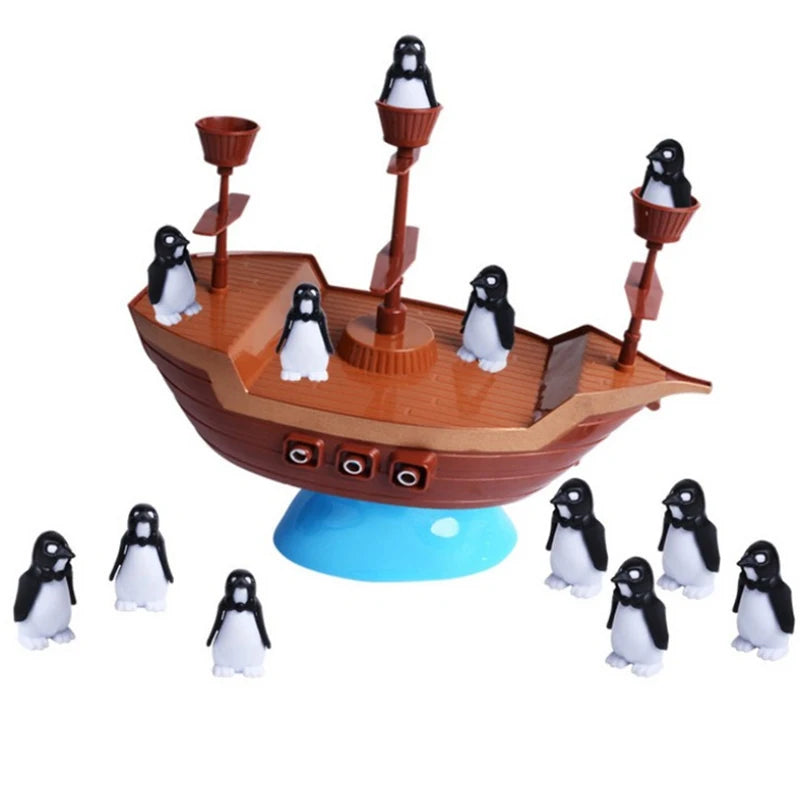 Pirate Boat Puzzle Desktop Game Toy Board Game Balance Penguin Pirate Ship for Parent-child Interaction Birthday Gift