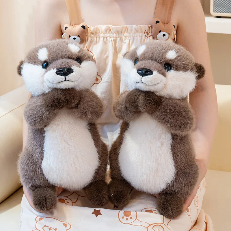 Hugging Otter Plush Toys Fluffy Cozy Magnetic Animal Doll Cute Well-behaved Baby Otter Doll Funny Children Toys Nice Gift