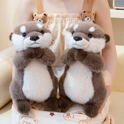 Hugging Otter Plush Toys Fluffy Cozy Magnetic Animal Doll Cute Well-behaved Baby Otter Doll Funny Children Toys Nice Gift