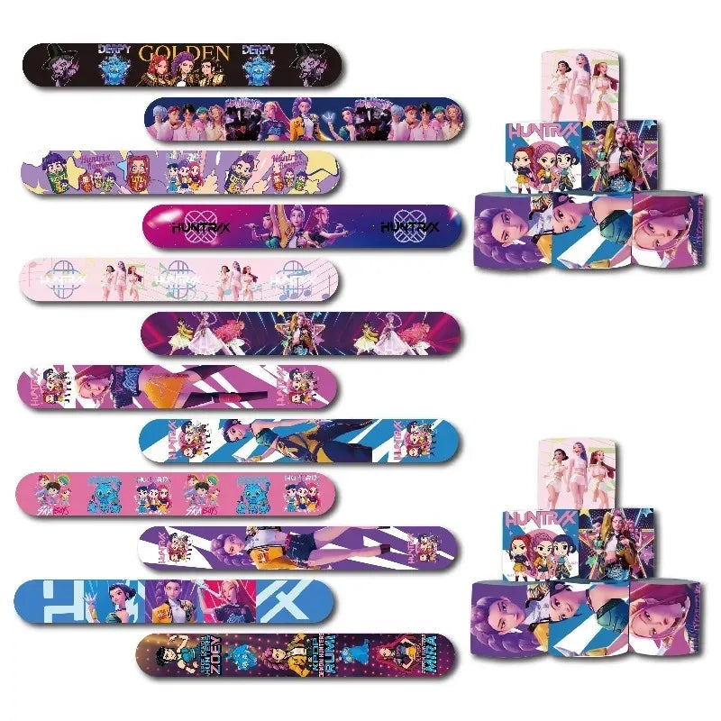 Colorful Anime Girl Slap Bracelets, Fun Snap Wristband Toys for Kids Birthday Party, Classroom Rewards & Holiday Gifts
