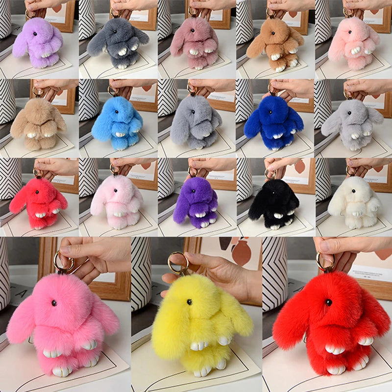 15cm Gifts Rabbit Fur Keychain Women Bag Car Key chain Pendant Decoration Jewelry Bags Hangings Accessories