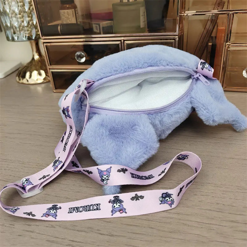 Animation Kuromi Plush Bag for Girls Small Change Tote Handbags Shoulder Bags Kawaii Toy Figures Bags Coin Purse Gifts