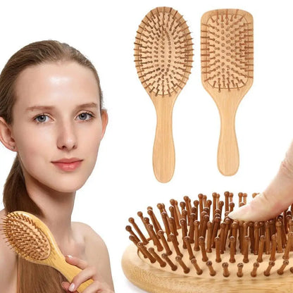 Bamboo Hair Brush,Natural Wooden Bamboo Comb Paddle Detangling Hair Brush Wide-tooth And Tail Comb For Thick/Thin/Curly/Dry Hair