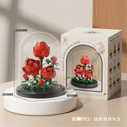 Eternal Flower Bouquet Bonsai Potted Plant Micro Building Blocks Model Home Decoration Toy For Kid Birthday Gift