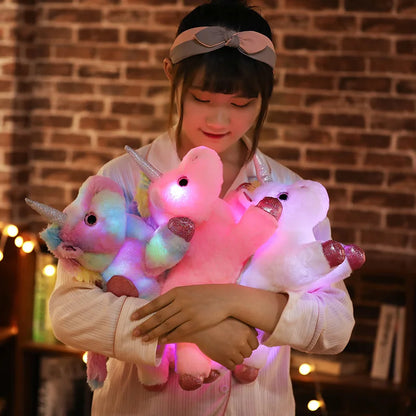 120CM Cute Glowing LED Light Unicorn Plush Toys Lovely Luminous Animal Unicorn Pillow Stuffed Dolls for Children Kids Gifts
