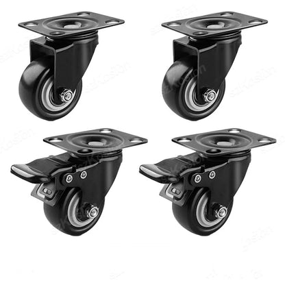 4pcs/lot Furniture Casters Wheels PP Fixed Swivel Caster Roller Wheel For Heavy Duty Platform Trolley Chair Household Accessory