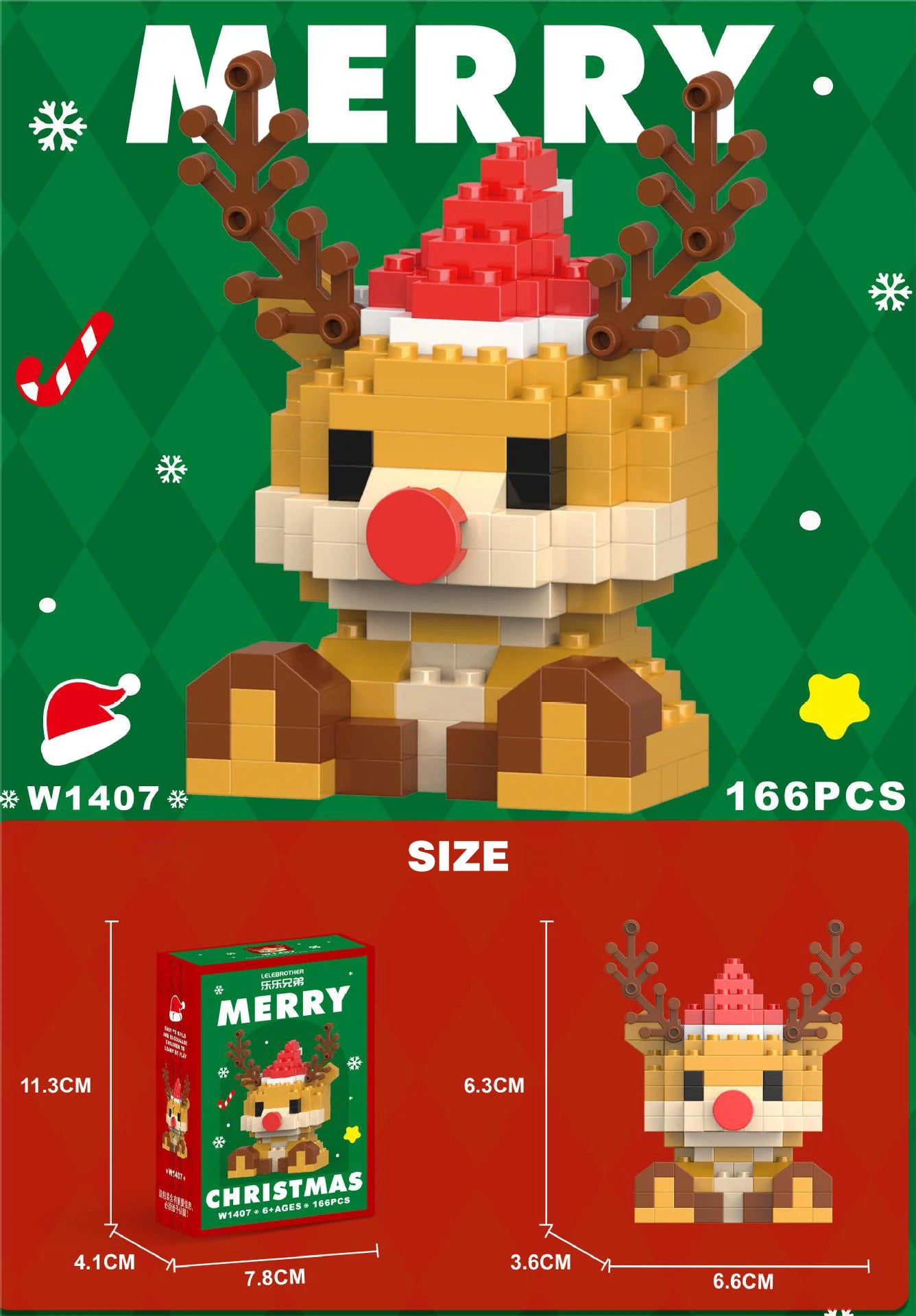 Christmas Building Block Santa Claus Snowman Elk Tree Micro Brick Puzzle Assembly Model Home Decoration Xmas Party Gift Kid Toy