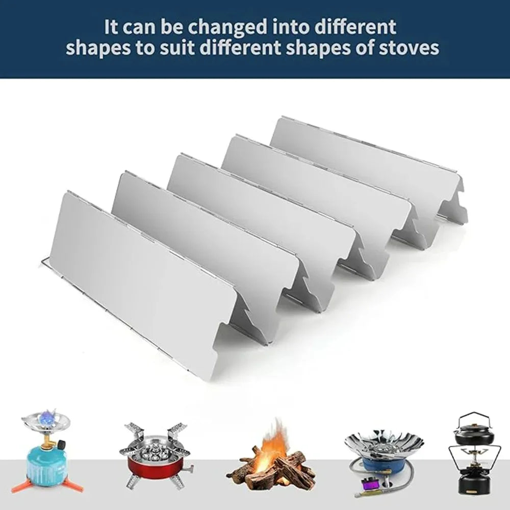 8/9/10 Plates Gas Stove Wind Shield Outdoor Camping Picnic Cooking Burner Windproof Screen Aluminum Alloy Wind Screen