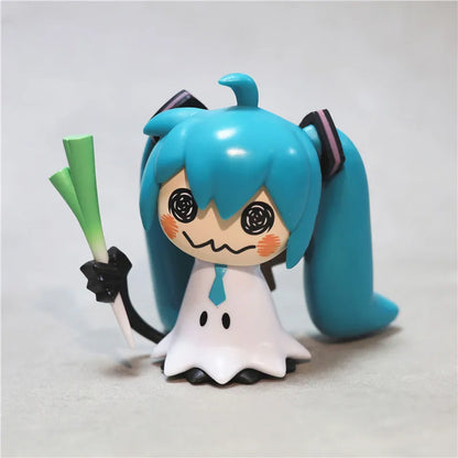 In Stock Anime Hatsune Miku Q Pikachu Model Figure Green Onion Pvc Action Figures Collection Model Classic Toys Kids