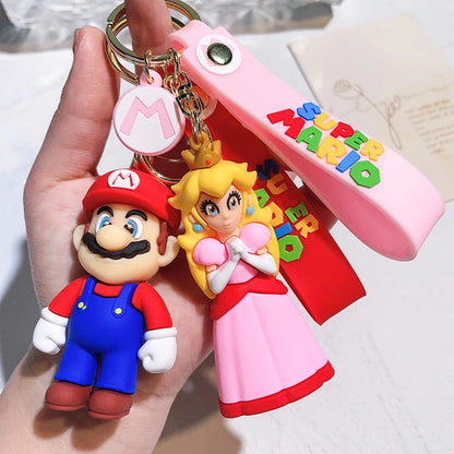 19 Styles Anime Keychain Mario Bros Luigi Toad Bowser Action Figure Model PVC Cartoon Bag Doll Pendant Toys Gift